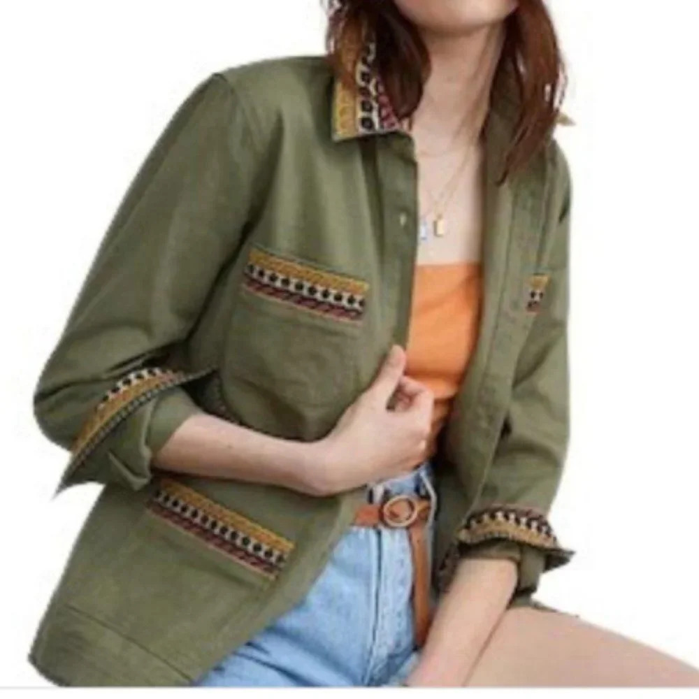 Anthropologie X La Fuori Embroidered Utility Jacket in small. - Picture 1 of 7